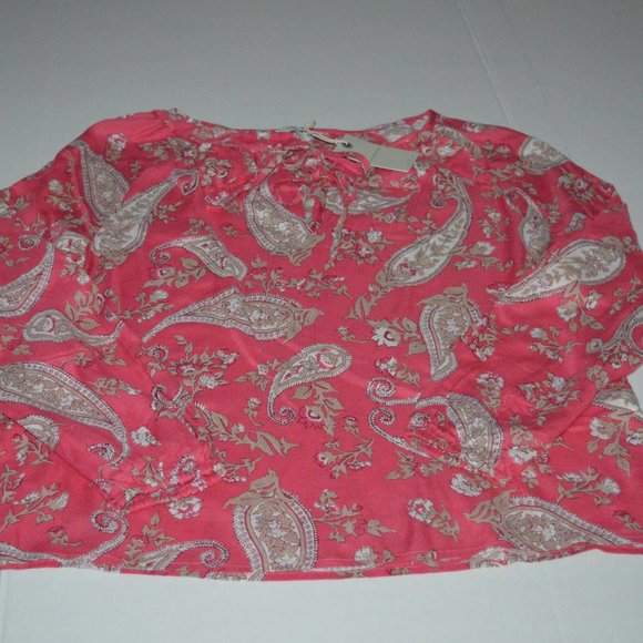 New LUCKY BRAND Paisley Top Tie Clouser Pink sz M - Picture 4 of 7